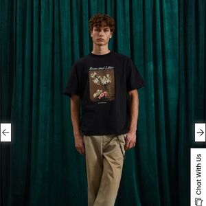 PacSun Black T-Shirt with Floral Graphic